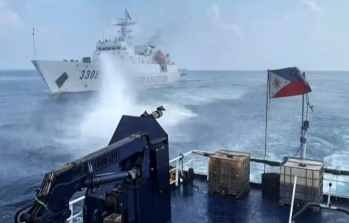 China Coast Guard Fires Water Cannons at Philippine Vessels Near Scarborough Shoal